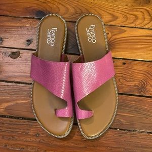 Franco Sarto Pink Snake-Embossed Gem Leather Sandals Size 11 NWT